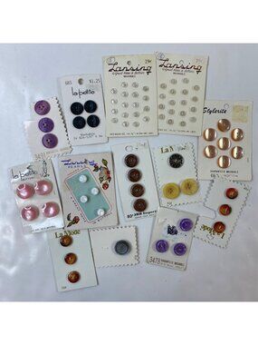 Vintage Assorted 75 Carded  Buttons La Petite Lansing Style Rite JHE Imports